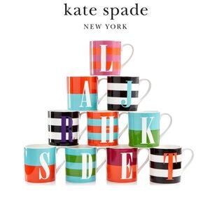 Kate Spade Lenox Red and Blue Monogram Mug A NIB